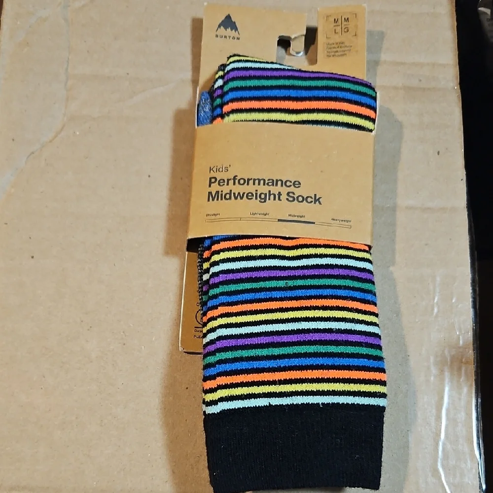 Burton Kids' Performance Midweight Socks: MINI STRIPE PRINT: NWT: M/L (2-4)